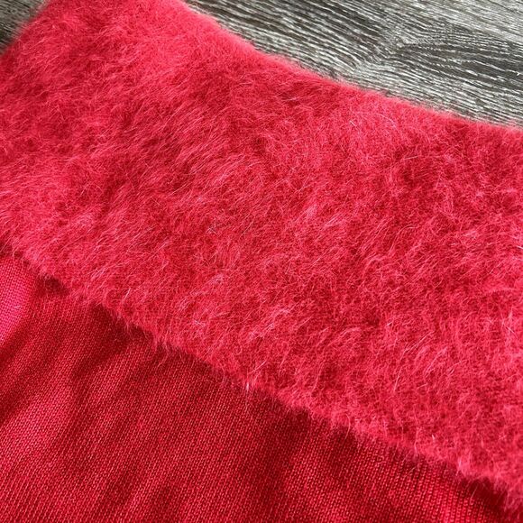 NWT VTG Lauren Ralph Lauren Red Merino Wool Off Shoulder Knit Gown Angora Medium - Picture 5 of 13